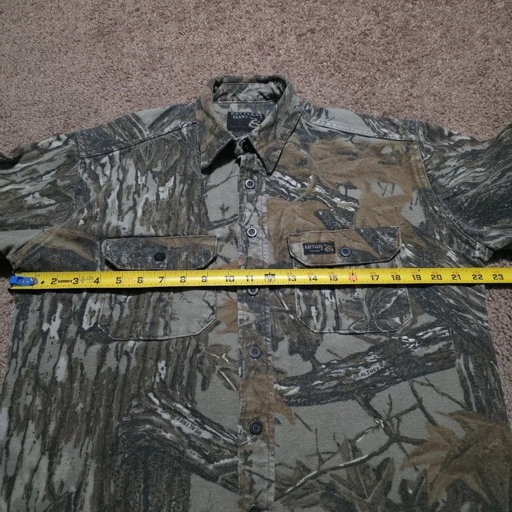 Vintage Rattlers Brand Realtree Camo Button Up Flannel Heavy Shirt Mens Small - Picture 7 of 9